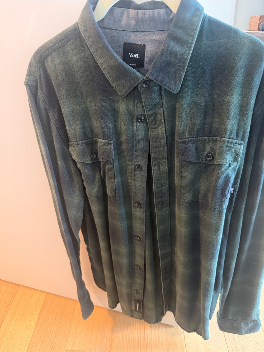 Vans Men's Dark Green Plaid Button-Up Shirt Jacket